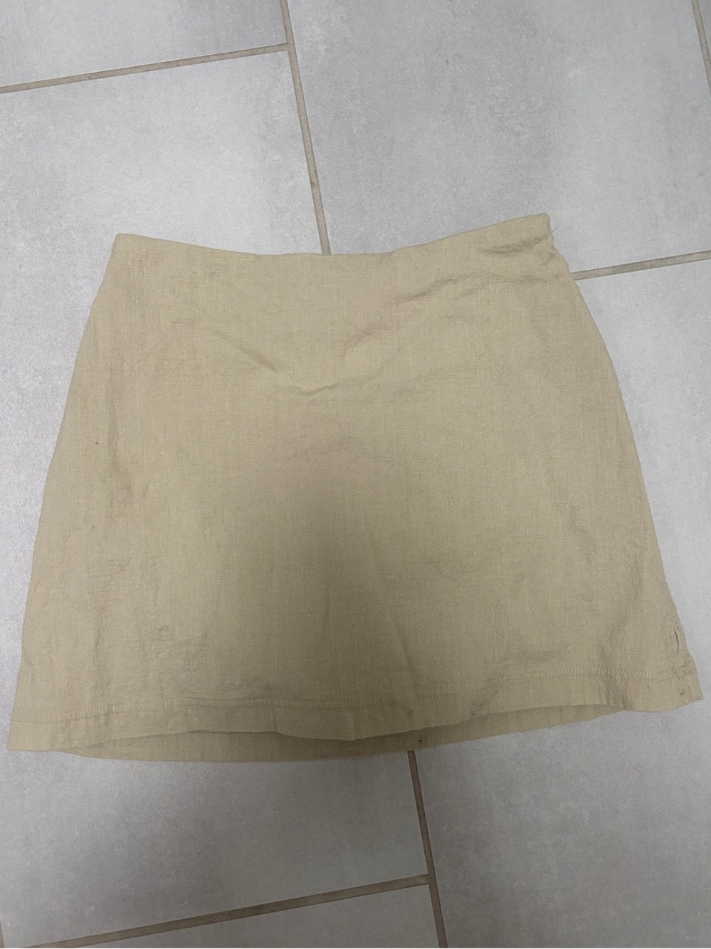 Beige Mini Skirt - Simple A-Line Waistband